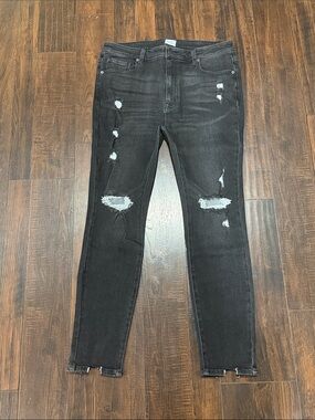 white birch Black Distressed Skinny Jeans